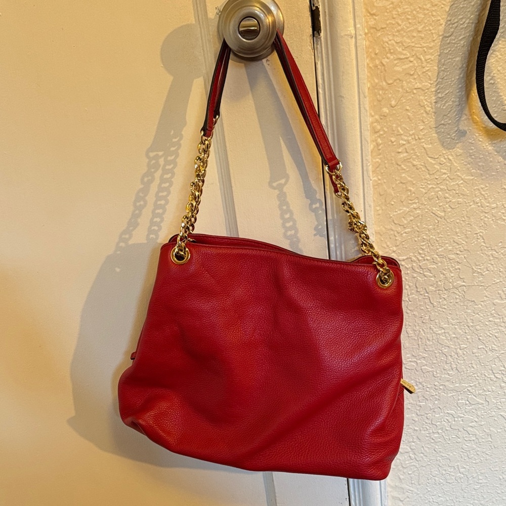 Michael Kors Red Leather Shoulder Bag